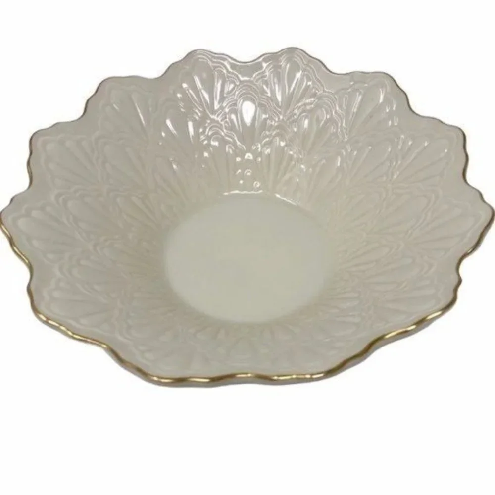 Lenox Gold Rim Textured Bowl Made in USA